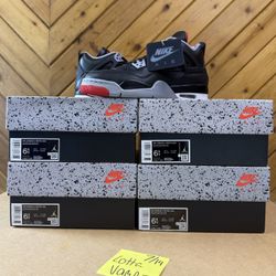 Jordan 4 Retro Bred Reimagined Grade School Size 6.5y 