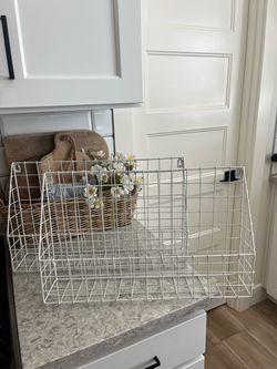 Set of 2 matching metal wall display baskets $20
