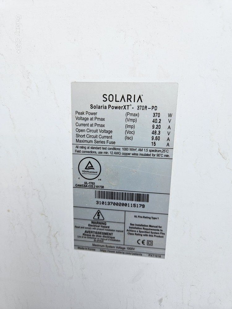 SOLARIA POWERXT 370R PD SOLAR PANEL