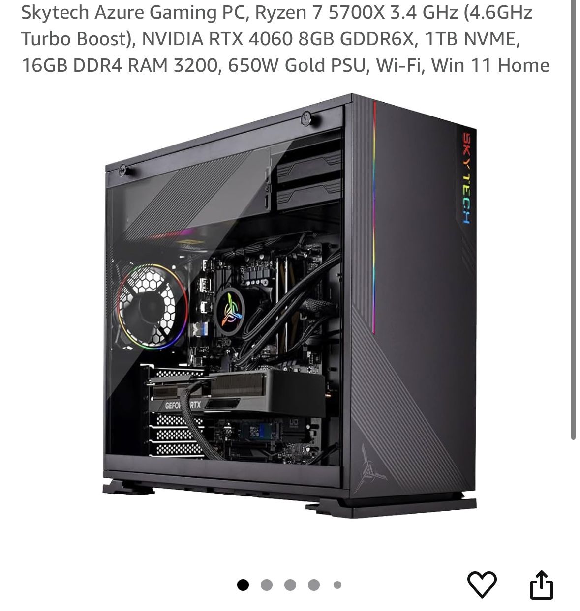 Skytech Azure Gaming PC – Ryzen 7 5700X | RTX 4060 | 16GB RAM | 1TB SSD