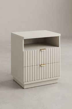 2 Drawer Nightstand  with Charging Station- Cream/Off-White - Excellent Condition