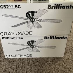 Like New Craftmade Brillante BRC52WW5C Ceiling Fan 5-Blade White