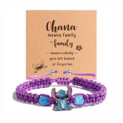 Disney Lilo & Stitch Figure Beads Woven Bracelet (Purple)