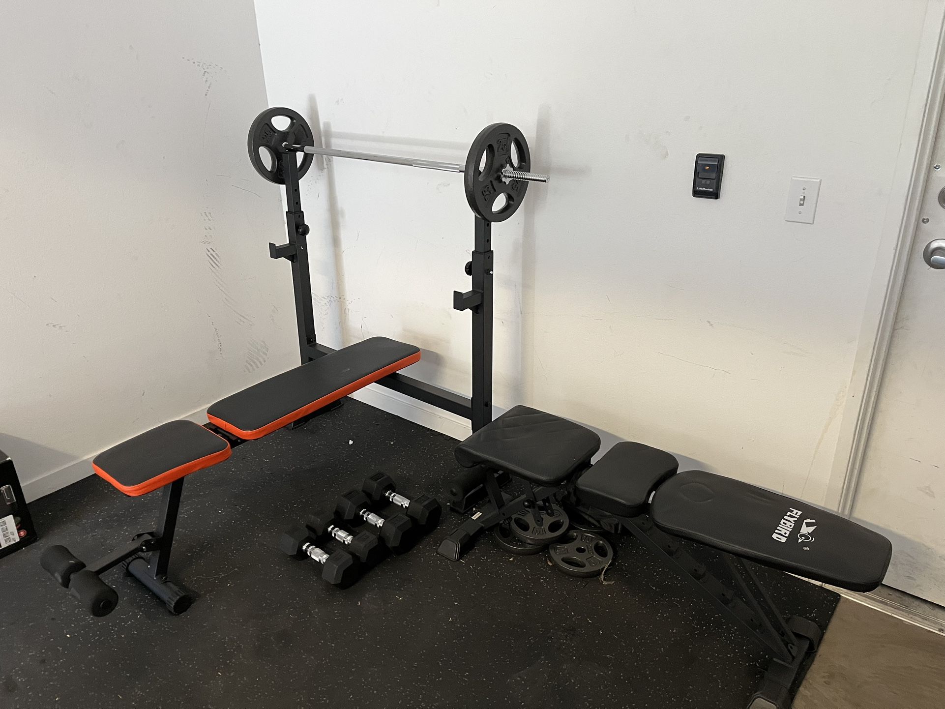 Weight Lifting Bench + Equipment
