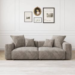 Grey Corduroy Modular 2-Piece Sofa
