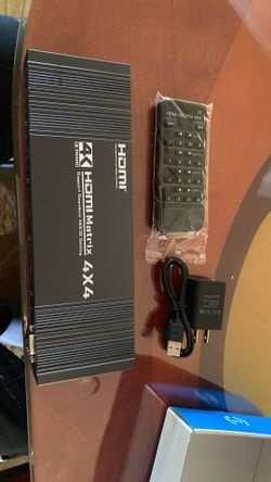 4x4 HDMI Matrix Switch 4K 30Hz, 4 in 4 Out HDMI Switch with Remote Supports HDR, 3D, HDMI 1.4, HDCP 1.4, Downscaler 4K & 1080P, 4 Way HDMI Splitter Sw