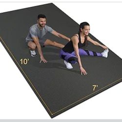 Large Gym & Exercise Mat  (10'x7'), 7mm Thick