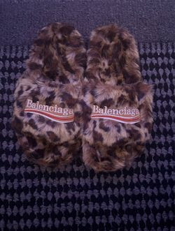 Balenciaga Leopard Fur Slides