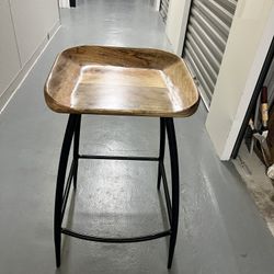 Beautiful Wood Counter Stool Iron Legs 