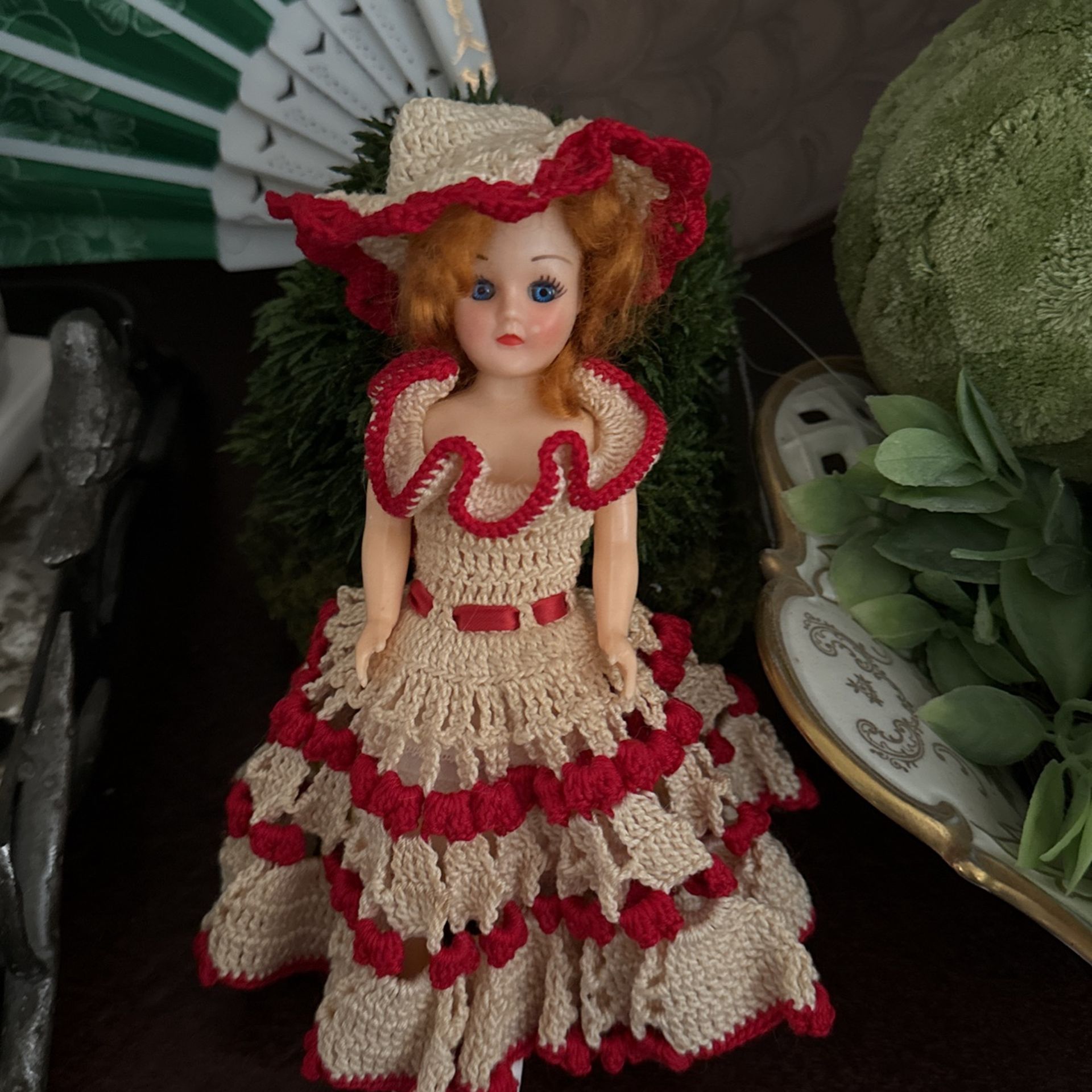 Antique Doll W Handmade Dress
