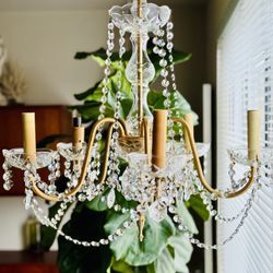Vintage Mid-Century Crystal Chandelier Medium Sized