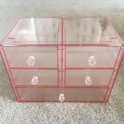 Large Pink Acrylic Storage Drawer Organizer