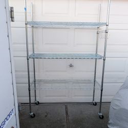 Heavy-Duty Steel Wire Storage Shelving Unit, Organizing Shelf Chrome Garment Rack with Hanger Bar