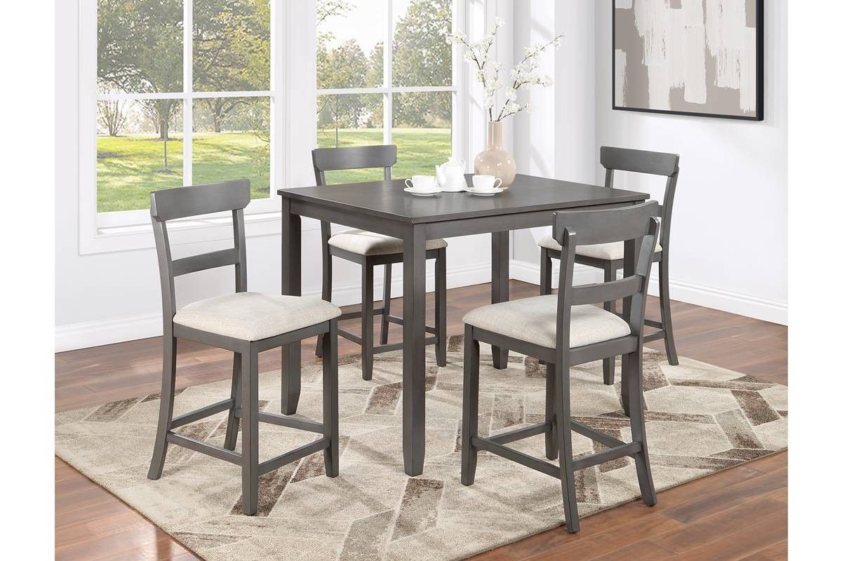 Brand New Grey 5pc Counter Height Dining Table Set