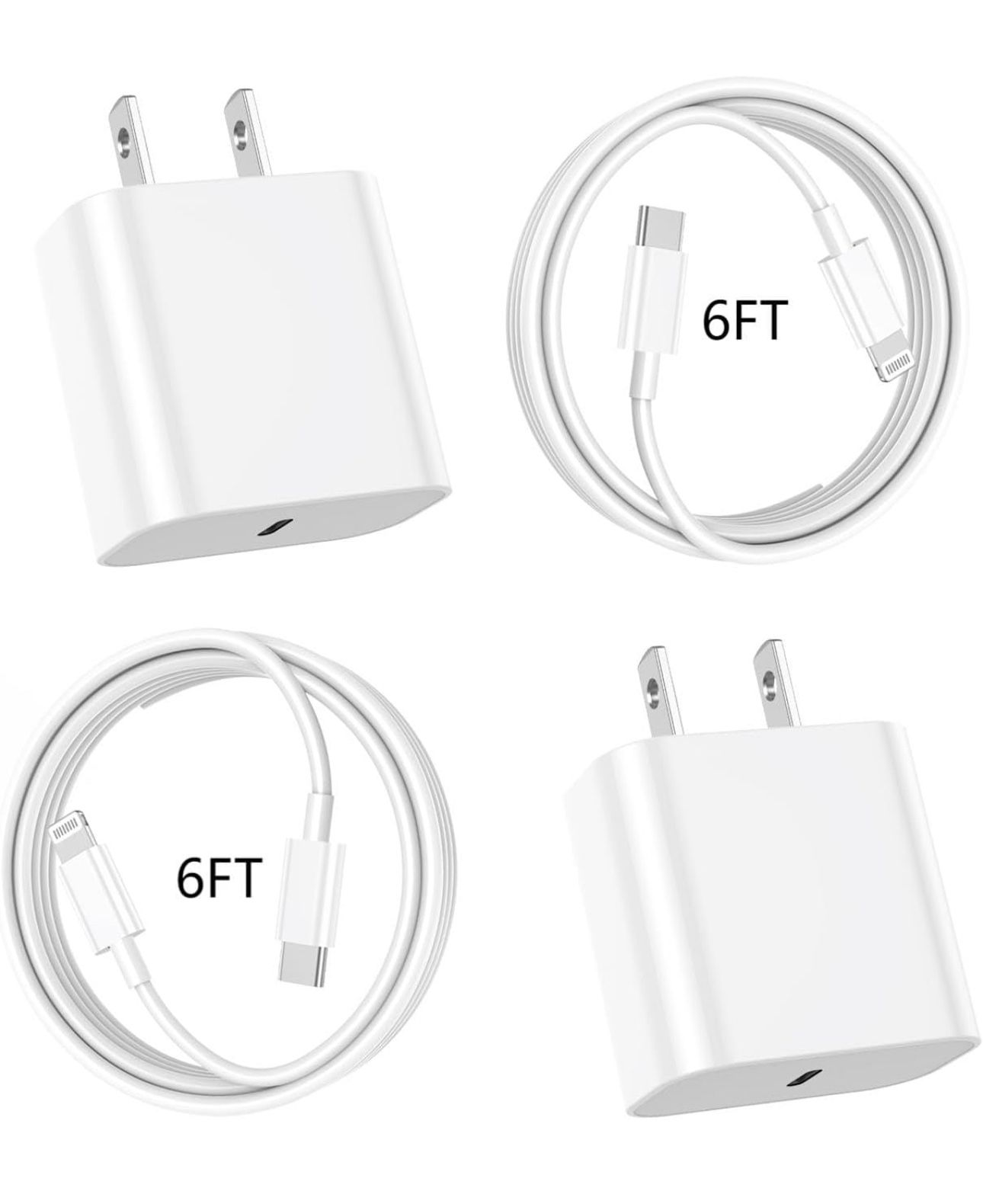 iPhone Charger Fast Charging, 2Pack 20W PD USB C Wall Charger with 6FT Type C to Lightning Cable