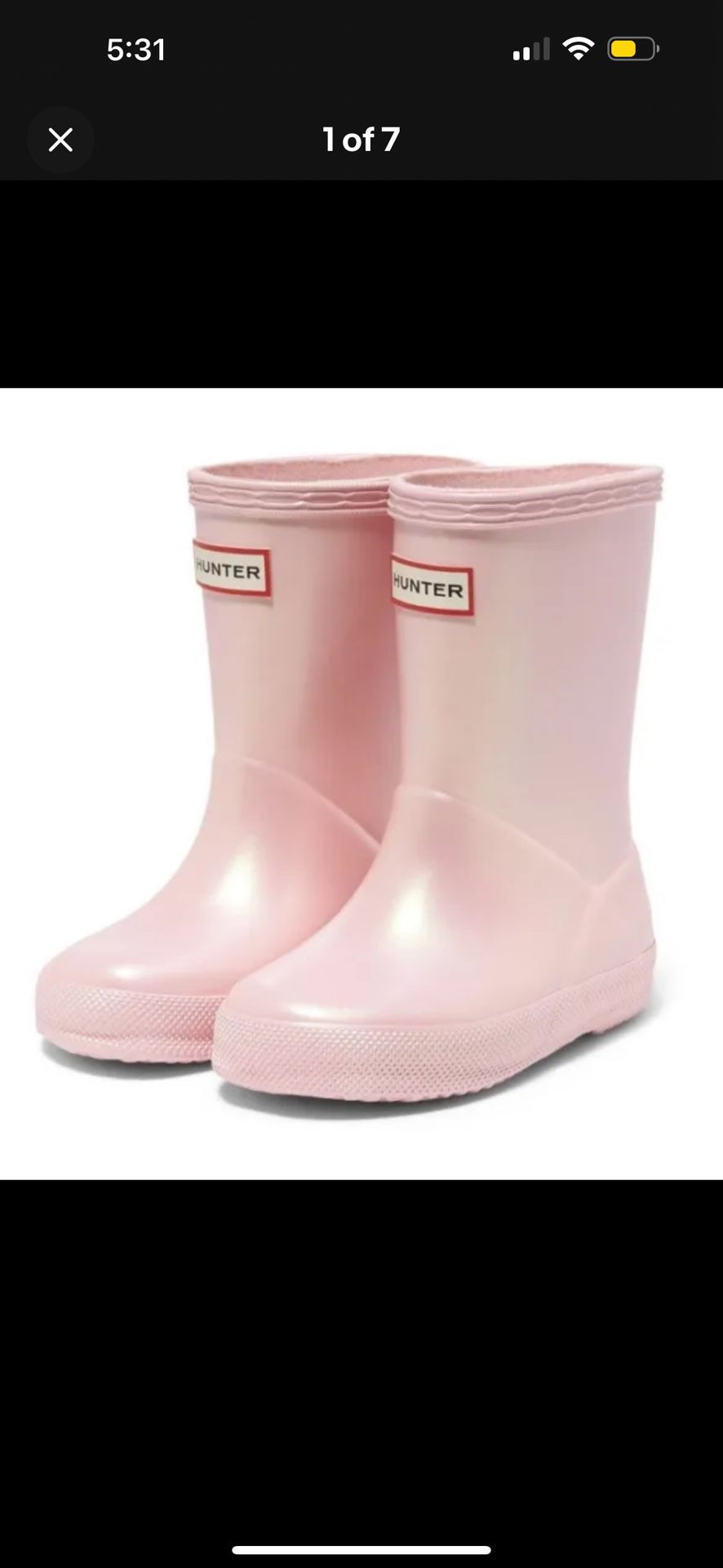 Hunter Girls Pearl Pink Nebula Boots Us7
