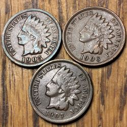 Three Indian Head Pennies