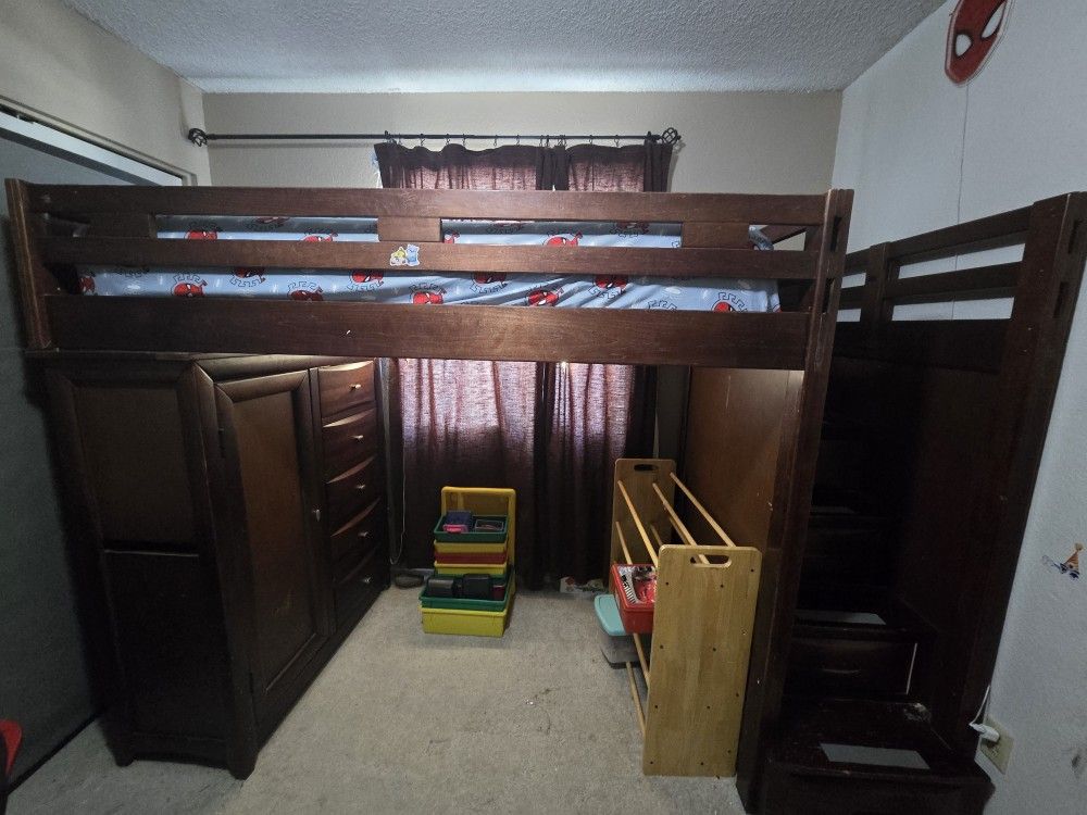 Twin Loft Bed with Stairs and Storage - OBO