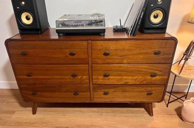 $0 Down!  New Mid Century Dresser.  Pine Wood.  Dark Walnut Finish .  Free Delivery!