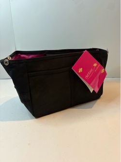 Debbee Bee Bag Handbag Organizer Insert Black Pink Tech Cosmetic Caddy New