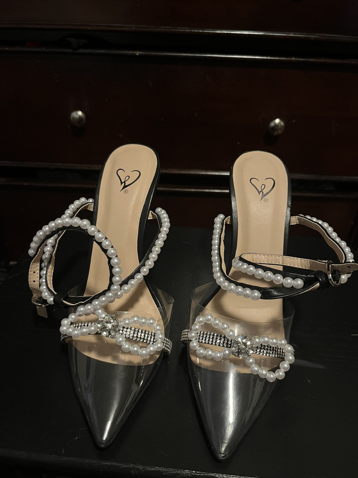 Black Heels with Pearls 