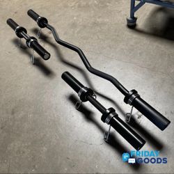 Brand New Curl Bar Barbell + Dumbbells Loadable Handles Olympic  Home Gym Equipment 