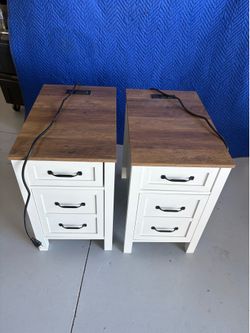 White End Table with Power Plugs