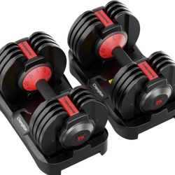 Adjustable Dumbbell Set of 2 (52.5 lbs/ 25 lbs) Home Gym Workout with Anti-Slip Handle