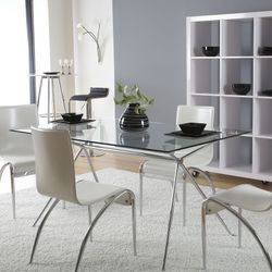 Pottery Barn Avery Rectangular Dining Table, 60", Chrome + Glass