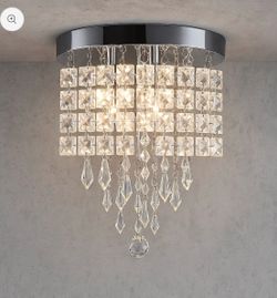 Merra 8 7 in 3 Light Chrome Flush Mount Chandelier with K9 Crystals HCF 1301 00
