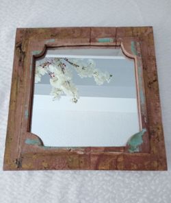 Vintage Wood Mirror 10" x 10"