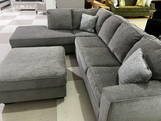 Ashley Altari Alloy Sectional Sofa With Chaise Color Options Fast Delivery Only $39 down payment 👉 Please ask Jon Green for a discount when you arriv
