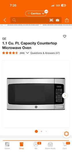 GE 1.1 Cu. Ft. Capacity Countertop Microwave Oven