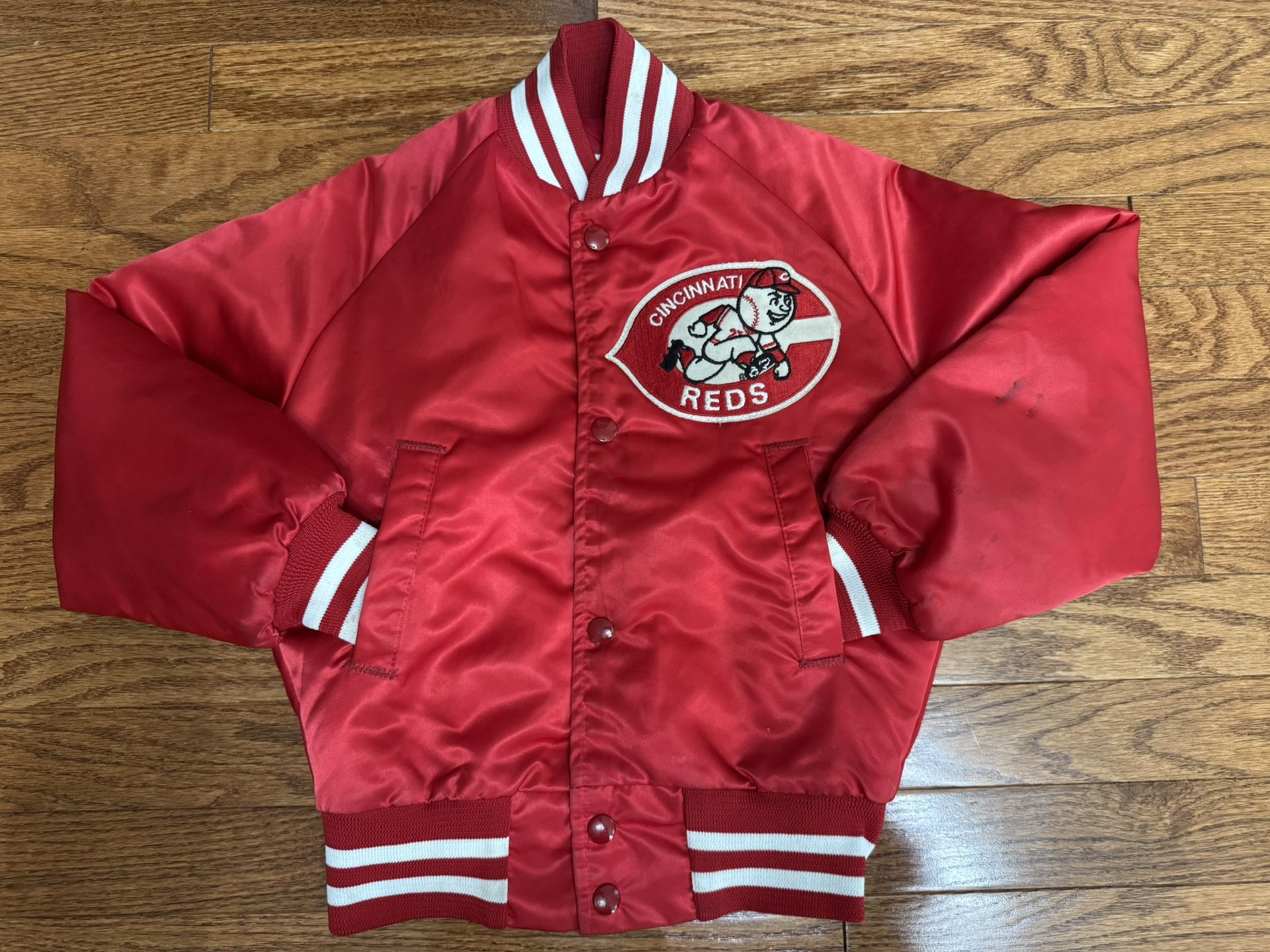 1980 Vintage Little Kids Cincinnati Reds Chalk Line Baseball Jacket Size Small 3
