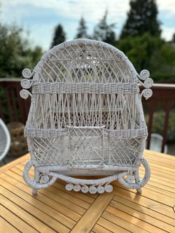 Vintage wicker bird cage rare find!!
