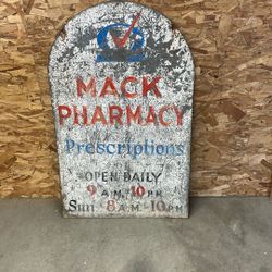 Antique Metal Pharmacy Sign 