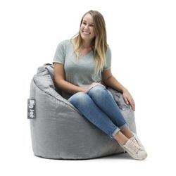 Big Joe Milano Bean Bag Chair, Gray Plush Fabric Gray - S