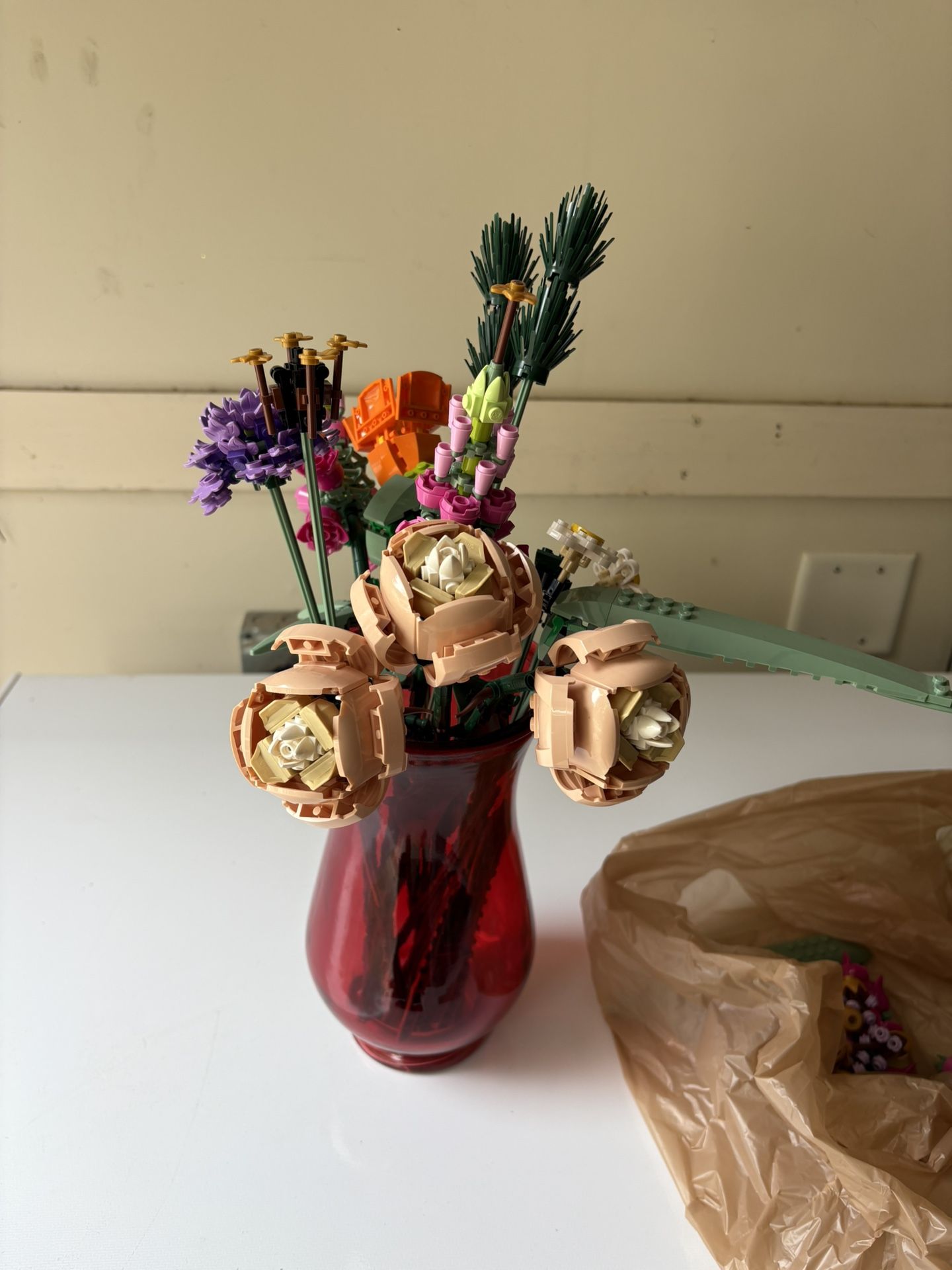Lego flower bouquet in vase