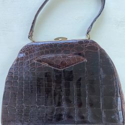 Vintage Dark Brown Leather Handbag 