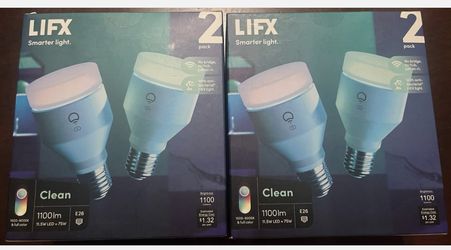 LIFX Clean, A19 1100 lumens, Wi-Fi Smart LED 75W (2 Pack)