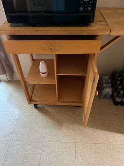 Wooden Kitchen Cart on Wheels