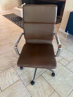 Brown leather office chair