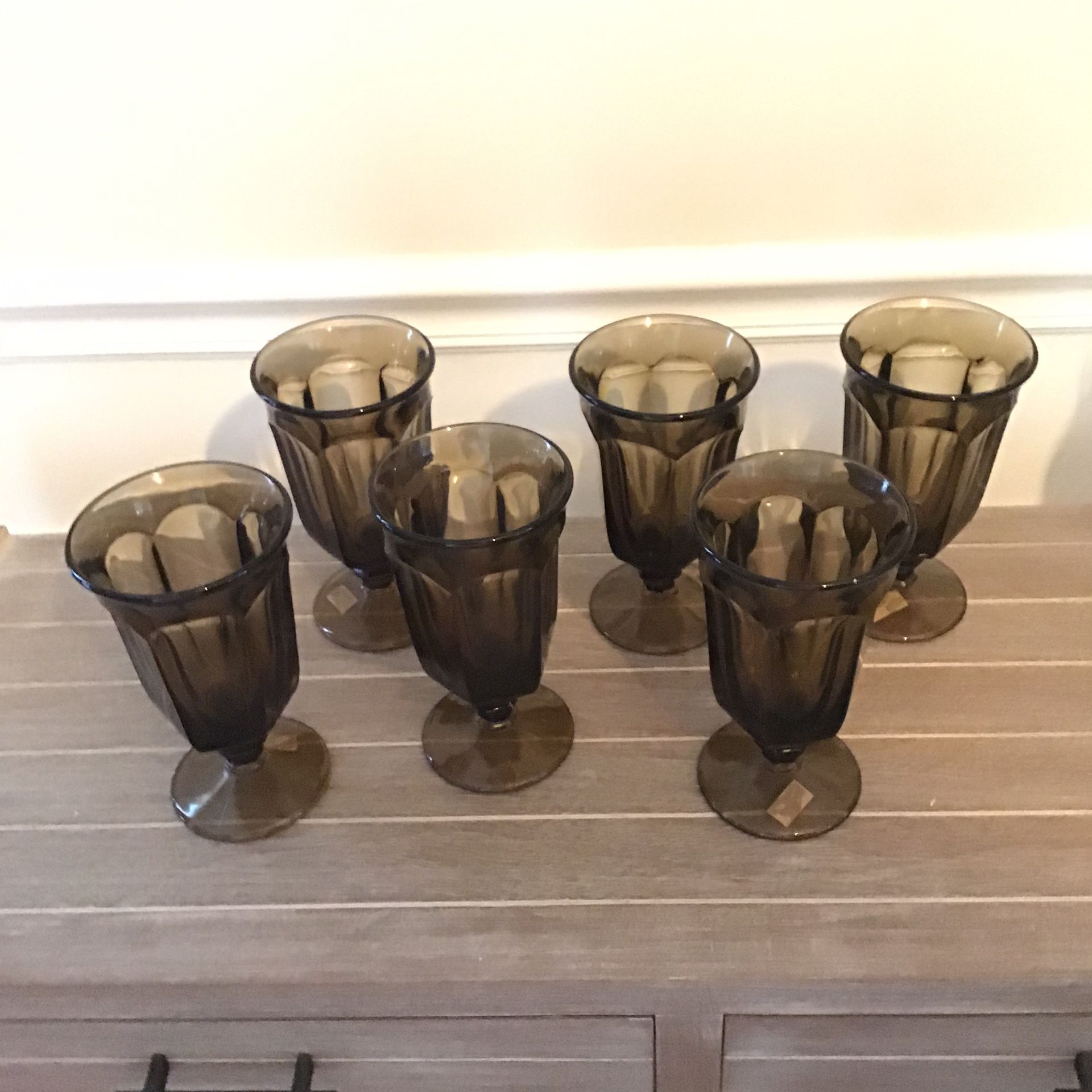 Vintage Anchor Hocking Footed Water Glasses