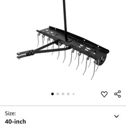 Suchtale 40inch Tow Behind Dethatcher with 20 Spring Steel Tines,Lawn Sweeper Garden Grass Tractor Rake Removes Thatch from Large Lawns, Riding Lawn M