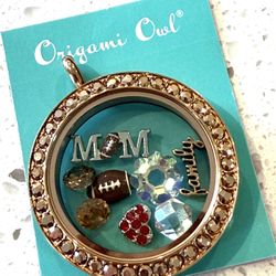 New Mother’s Day Football Mom Origami Owl Necklace Locket Floating Charms Jewelry Perfect for mother’s day gift. Locket opens and you can change float