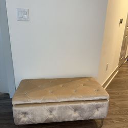 Crystal Tufted Storage Ottoman Bench with Crystal Tufted Button