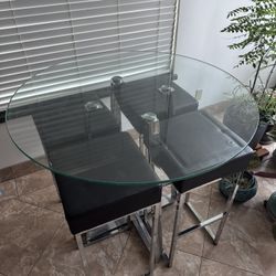 Glass Top Bar Or Breakfast Table With Stools