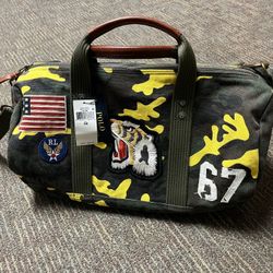 Polo Ralph Lauren Tiger Patch Yellow Camo Canvas Duffle Bag