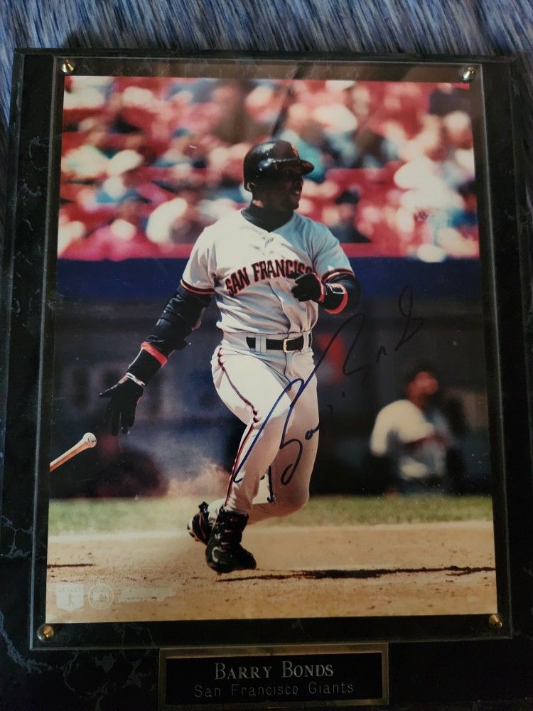 Barry Bonds Autograph Plaque With Certificate Of Authenticity 