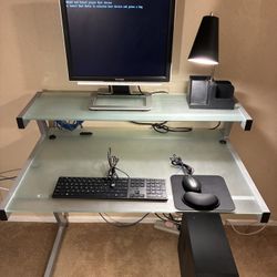 Free old PC, monitor, keyboard, mouse, desk w/ cables 